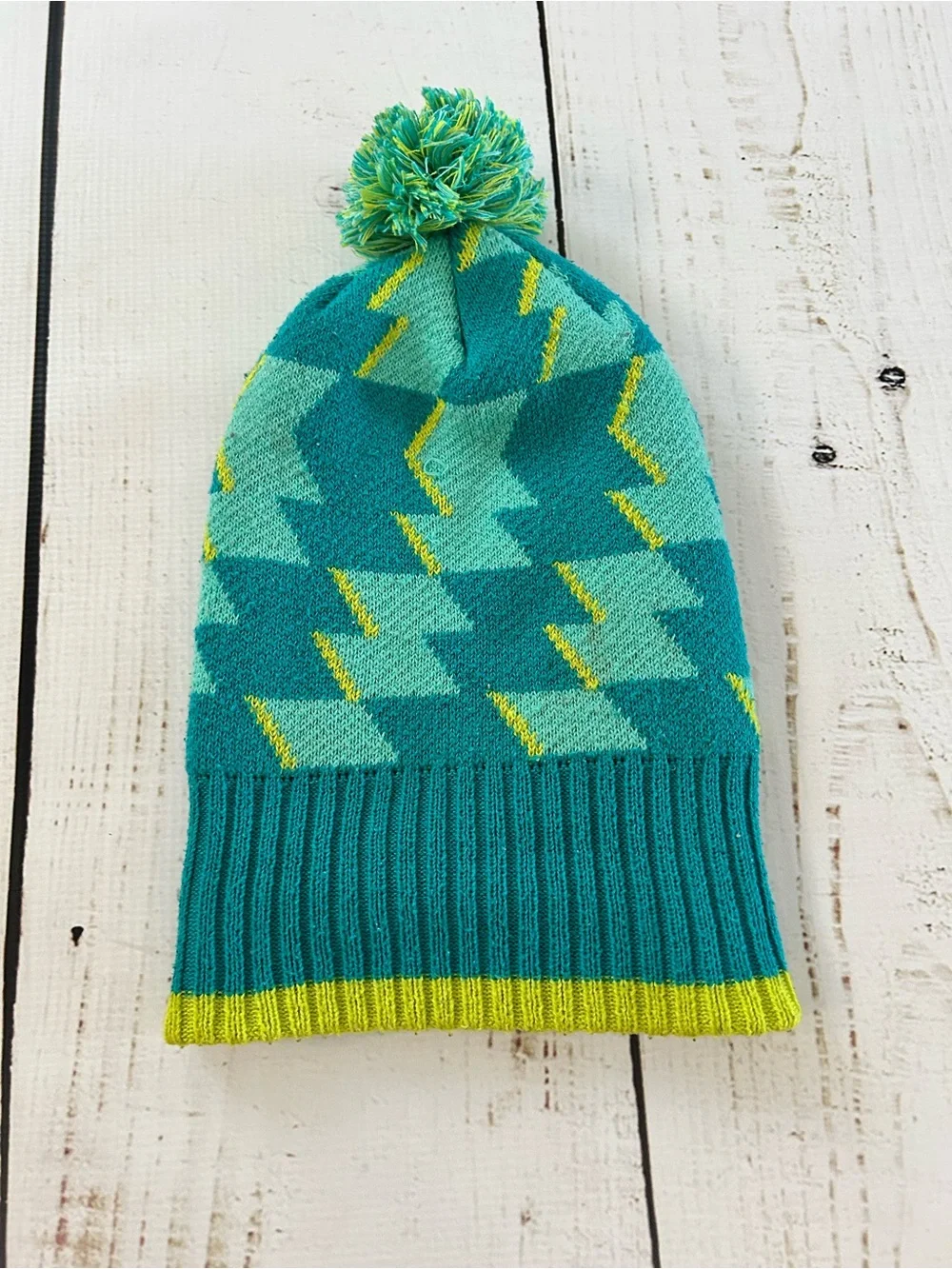 Patagonia Kids Teal & Lime Knit Pom Beanie